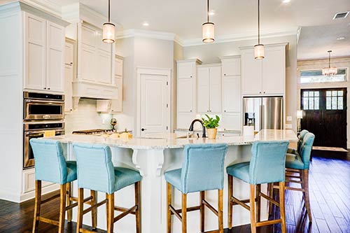 kitchen with white shaker cabinets