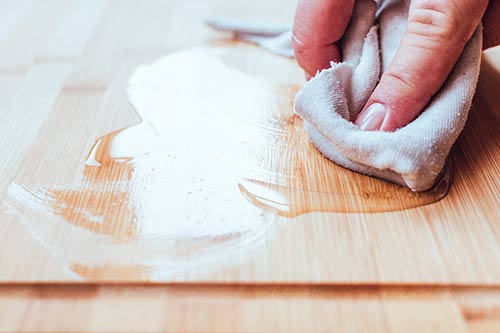 applying a finish to cutting board