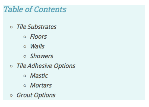 Table of Contents