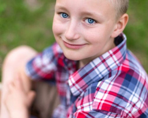 family photography spring Simsbury ct family of five red and blue color scheme boy portrait