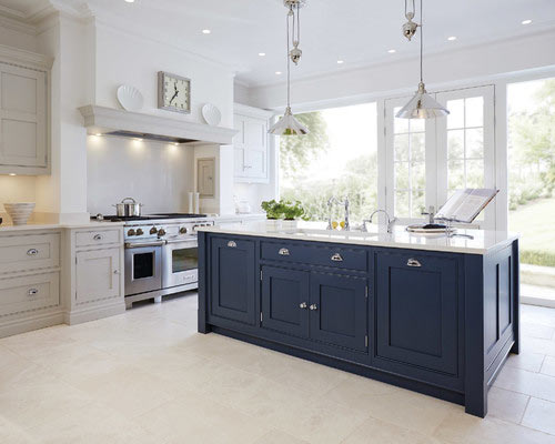 navy kitchen island