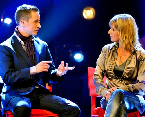 Alexander Seel mit Barbara Eligmann bei SAT1 Dreharbeiten