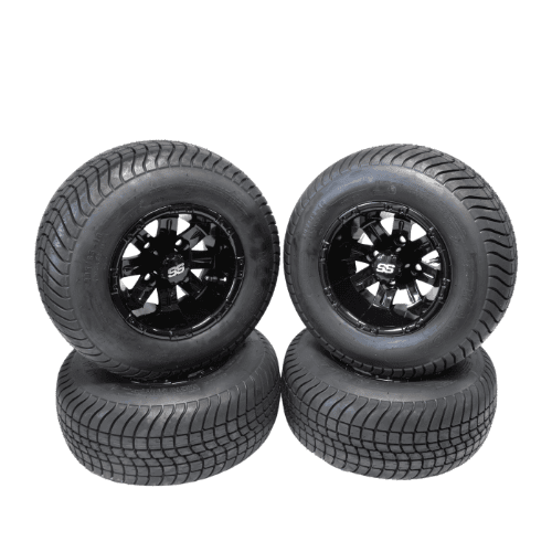 Golf Cart Mag Wheels REX 10 inch Set of 4 Gloss Black Large Tyres