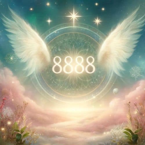 Angel Number 8888 with a dreamy, ethereal background