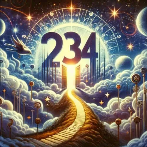 Symbolic dream imagery with the number 234, suggesting guidance, progression, and goal realization