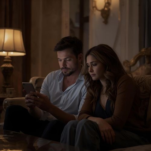 Couple feeling emotionally distant despite luxurious surroundings.