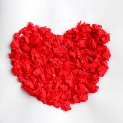 Scrunched Tissue Paper Heart Art