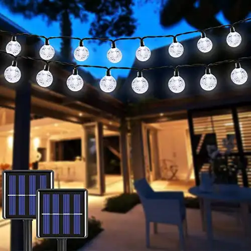 EXF 2-Pack Crystal Globe Solar String Lights