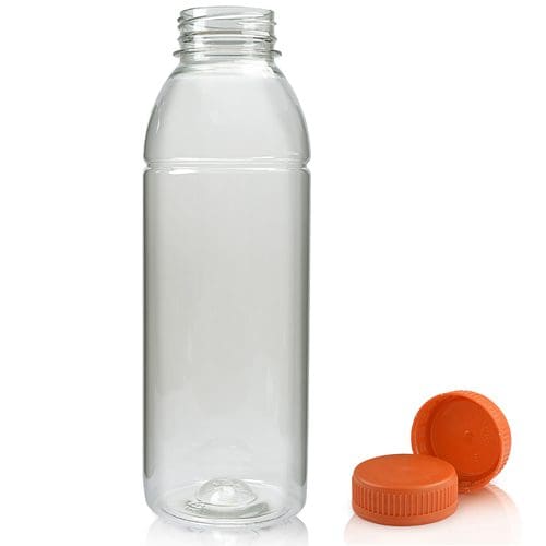 500ml Clear Bottle With Orange Lid (x145)