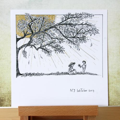 pentekening met goud inktober nr 9
