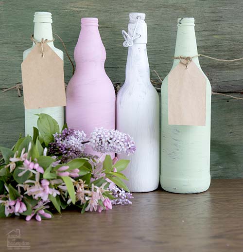 chalk paint on wine bottles