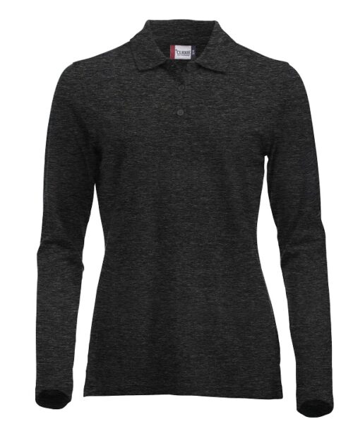 Moderne 100% gekamde katoenen dames polo met lange mouwen. Voorzien van 3 ton sur ton knopen