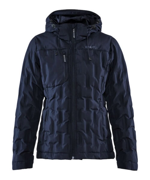 Modern warm donsjack voor heren met contrasterend schouderstuk. Voorzien van verbonden kanalen