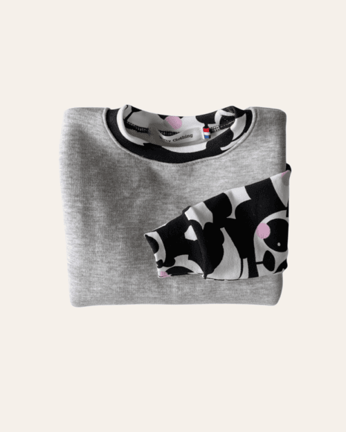 Sweat Enfant, 2 ans, Molleton gris et Jersey panda noir et blanc