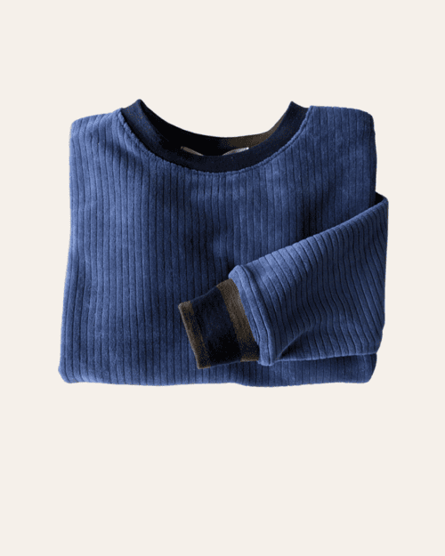 Sweat Enfant, 6 ans, Jersey velours bleu denim