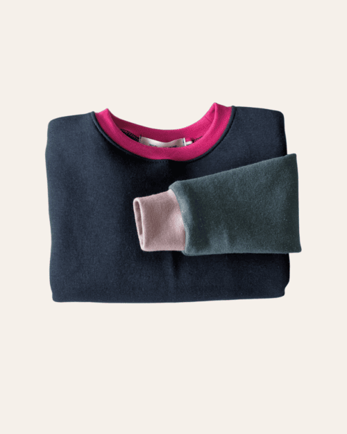 Sweat Enfant, 6 ans, Molleton marine et vert pailleté