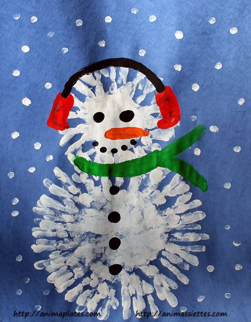 Finger painted snowman