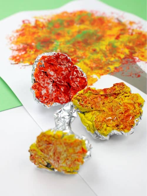 Fall Tree Art with Foil Printed Leaves