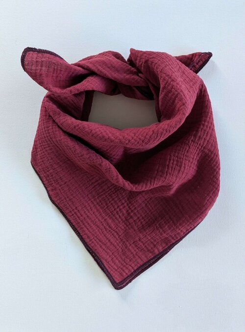 Écharpe “La Western, Double Gaze Lie de vin, fabriquée en France