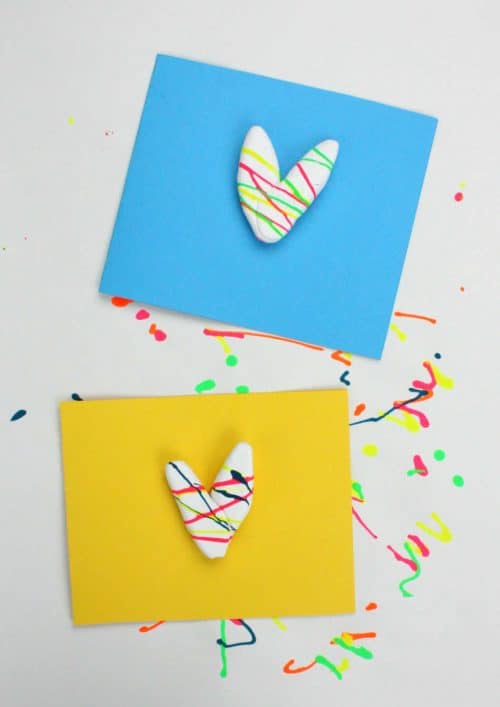 Drip Painted Air Dry Clay Hearts