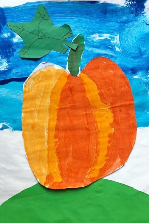 painting pumpkins with Children
