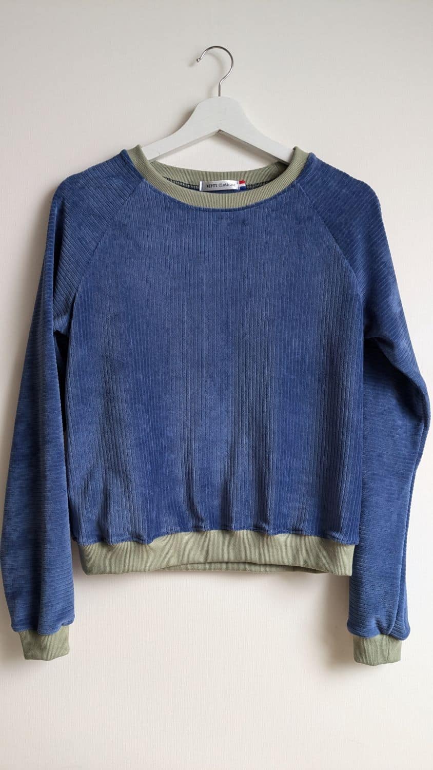 Sweatshirt Femme, Velours Bleu Gris, Elégant