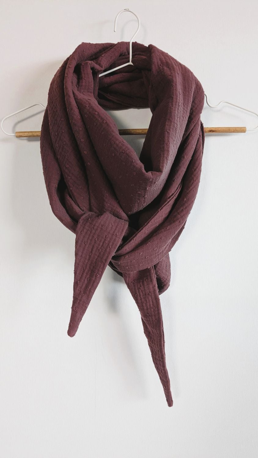 Echarpe Double Gaze de coton, Plumetis Prune