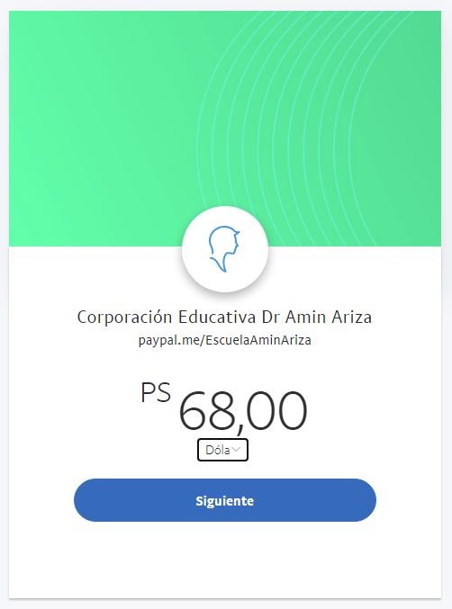 Pago Paypal Escuela Dr. Amin Ariza pantalla 2