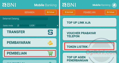 Cara Isi Token Listrik Via BNI Mobile