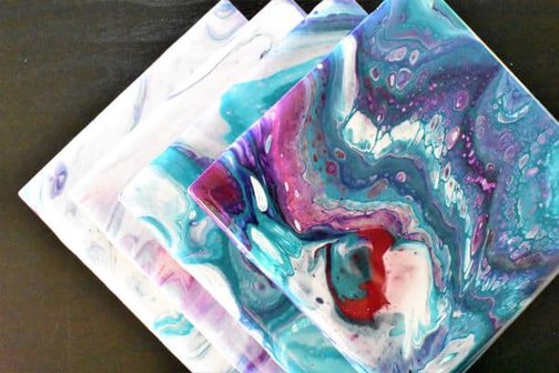 DIY Coasters Acrylic Pouring