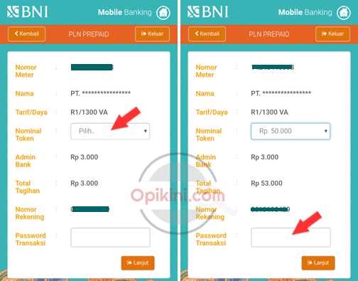 Pilih nominal token yang ingin dibeli