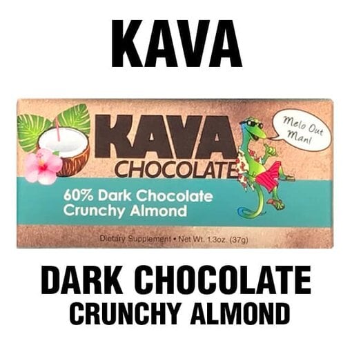 DARK CRUNCHY ALMOND Kava Chocolate Bars | Box of 15