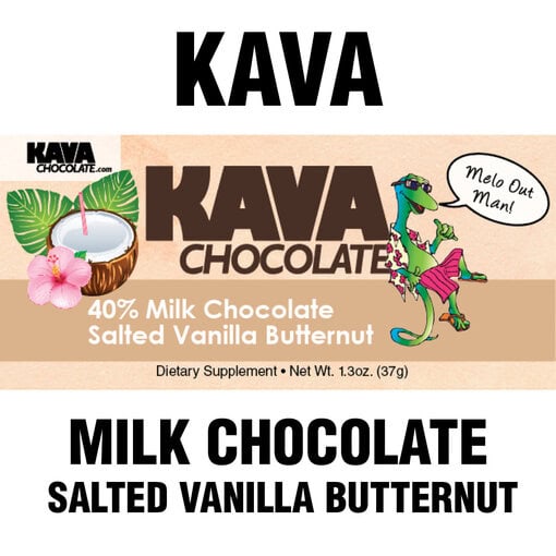 MILK CHOCOLATE SALTED VANILLA BUTTERNUT Kava Chocolate Bars | Box of 15