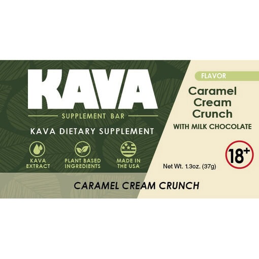 **MILK CHOCOLATE CARAMEL CREAM CRUNCH** Kava Supplement Bars | Box of 15
