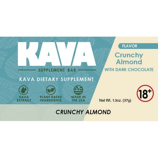 **DARK CRUNCHY ALMOND** Kava Supplement Bars | Box of 15