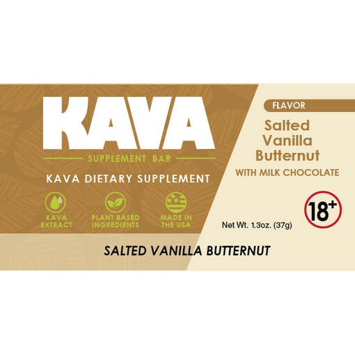 **MILK CHOCOLATE SALTED VANILLA BUTTERNUT** Kava Supplement Bars | Box of 15