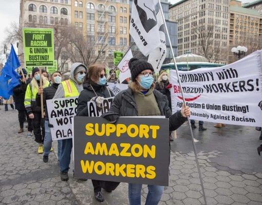 Union protests at Amazon