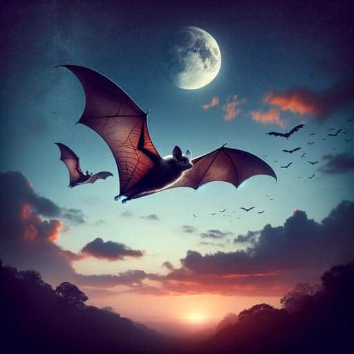 bat flies in the sky