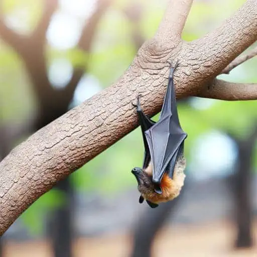 bat hanging from a tree