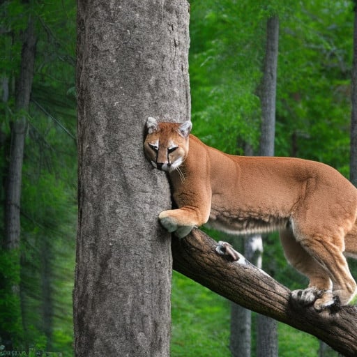 cougar climbing tree