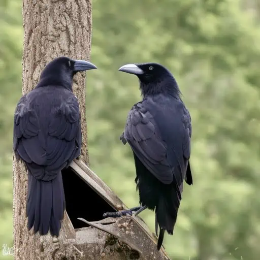 two crows looking at each other