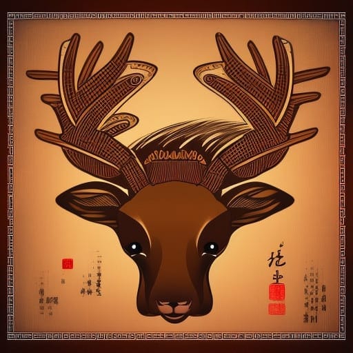 Chinese art style deer