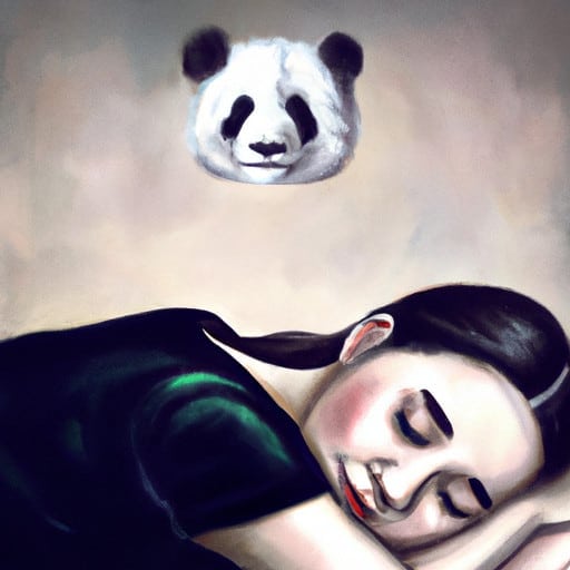 sleeping woman dreaming about panda