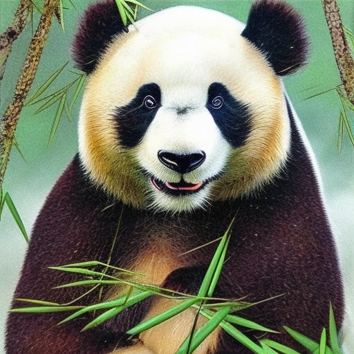 panda with bamboo drawing