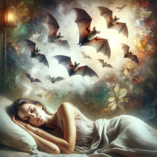 sleeping woman dreaming about fruit bats