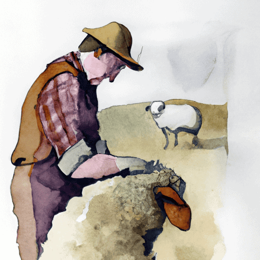 man sheering a sheep