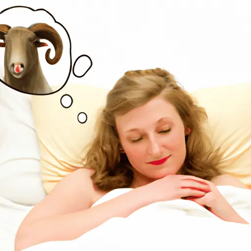 sleeping woman dreaming about a ram