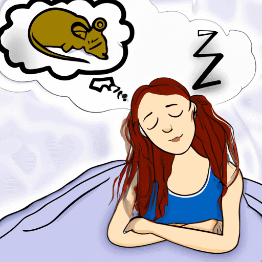 sleeping woman dreaming about rat