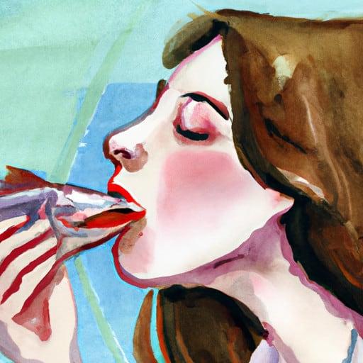 woman eating a fish