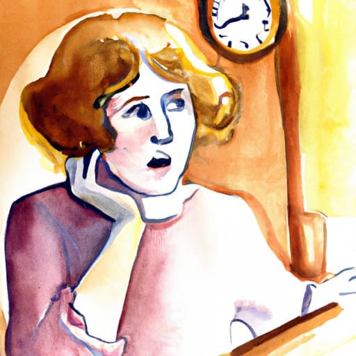 woman looking at a clock